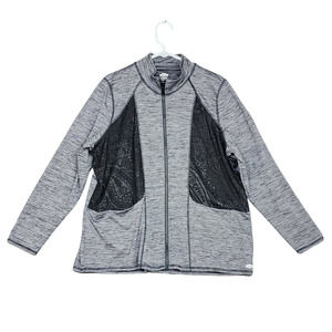 Maurices Zip Up Jacket In‎ Motion Size 1 Heather Gray Black Mesh Lace 16/18